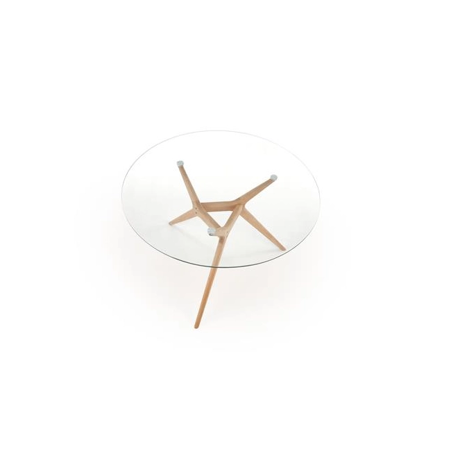 ASHMORE stół blat - transparentny, noga - naturalny (2p=1szt)-140915