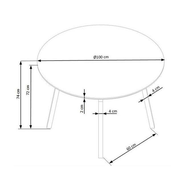 BALROG OKRĄGŁY stół, stelaż - czarny, blat- jasny popiel (2p=1szt)-141251