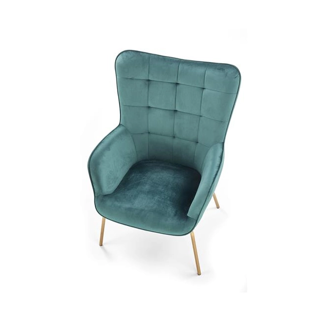 CASTEL 2 fotel wypoczynkowy złoty / ciemny zielony-141969