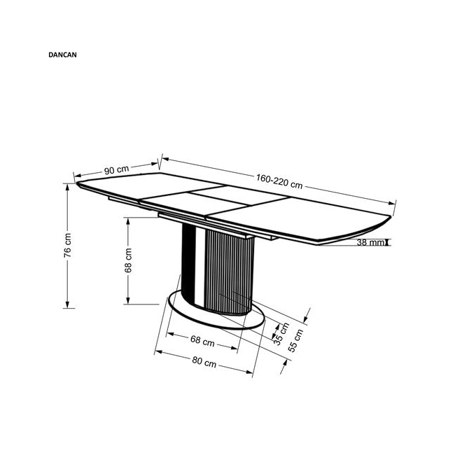 DANCAN stół rozkładany, biały marmur / popielaty / jasny popielaty / czarny (3p=1szt))-142353