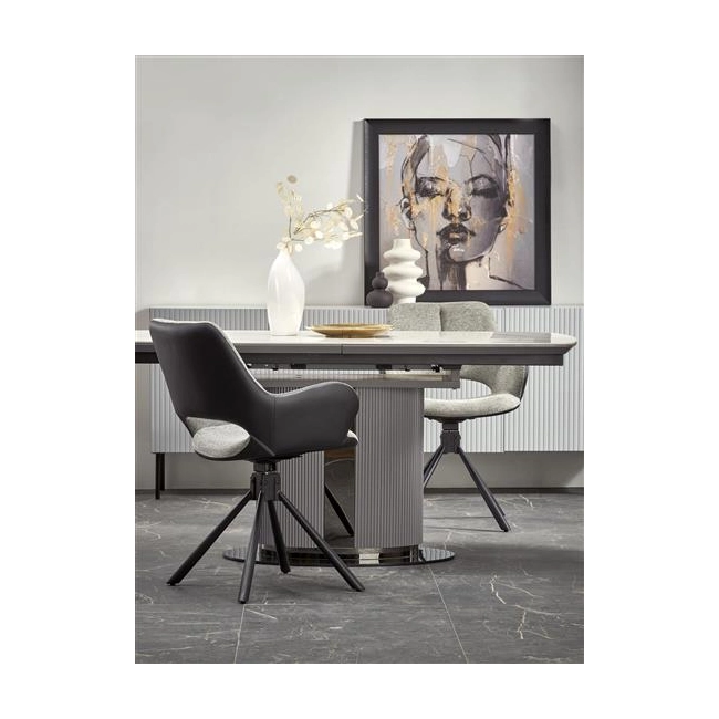 DANCAN stół rozkładany, biały marmur / popielaty / jasny popielaty / czarny (3p=1szt))-142359