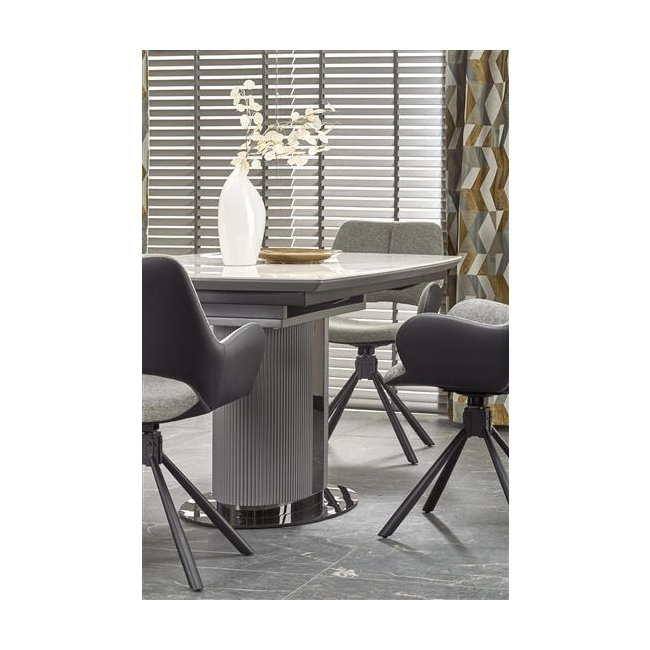 DANCAN stół rozkładany, biały marmur / popielaty / jasny popielaty / czarny (3p=1szt))-142360