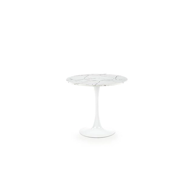 DENVER stół, blat - biały marmur, noga - biały (3p=1szt)-142400