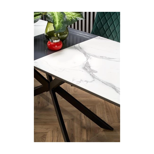 DIESEL stół rozkładany blat - biały marmur / c. popiel, nogi - czarny (2p=1szt)-142575