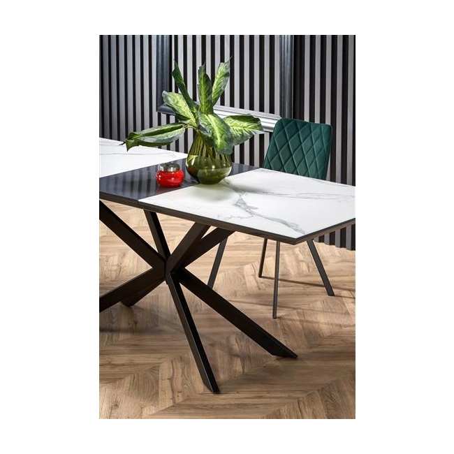 DIESEL stół rozkładany blat - biały marmur / c. popiel, nogi - czarny (2p=1szt)-142577