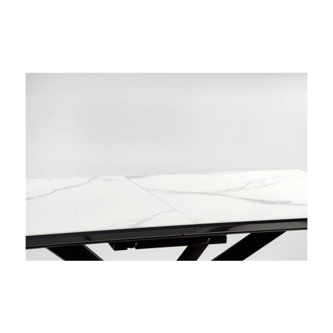 DIESEL stół rozkładany blat - biały marmur / c. popiel, nogi - czarny (2p=1szt)-142578