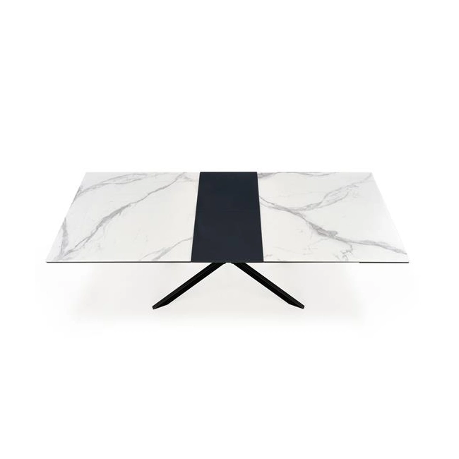 DIESEL stół rozkładany blat - biały marmur / c. popiel, nogi - czarny (2p=1szt)-142581