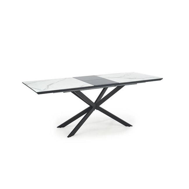 DIESEL stół rozkładany blat - biały marmur / c. popiel, nogi - czarny (2p=1szt)-142584