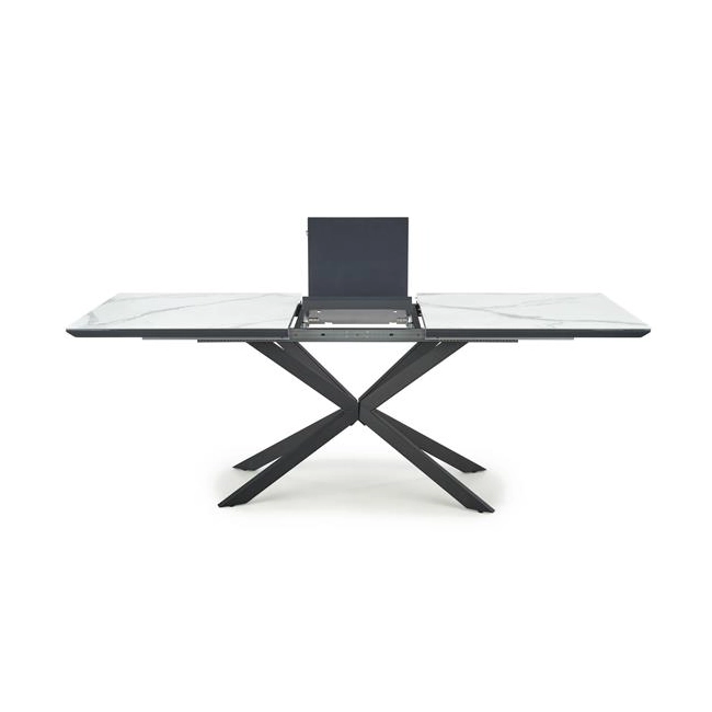 DIESEL stół rozkładany blat - biały marmur / c. popiel, nogi - czarny (2p=1szt)-142586
