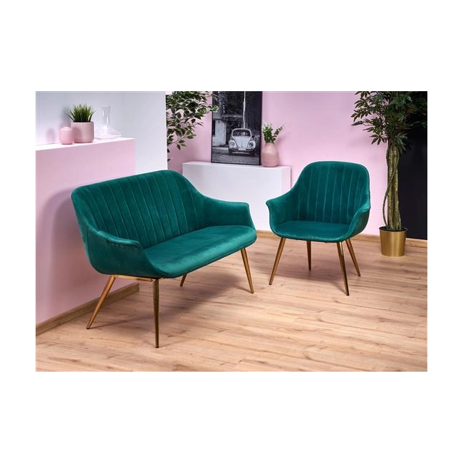 ELEGANCE 2 fotel wypoczynkowy tapicerka - ciemny zielony, nogi - złote (1p=1szt)-142746
