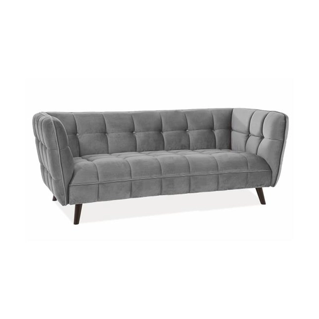 SOFA CASTELLO 3 VELVET SZARY BLUVEL 14 / WENGE