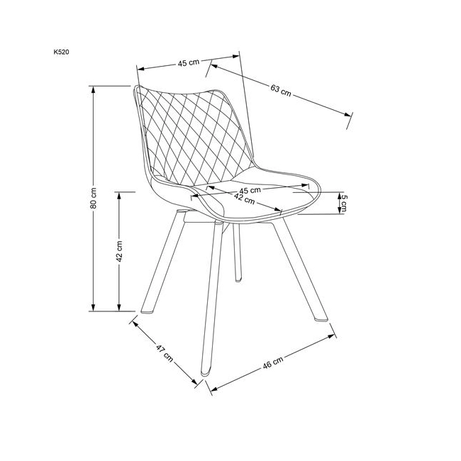 K520 krzesło nogi - czarne, siedzisko - ciemny popiel (1p=2szt)-144963