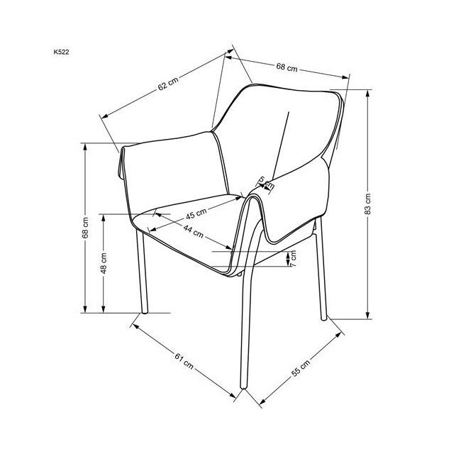 K522 krzesło popielaty (1p=2szt)-144970