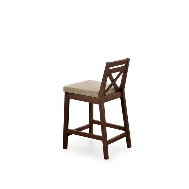 BORYS LOW krzesło barowe niskie ciemny orzech / tap. Lars 07 (1p=1szt)-144983