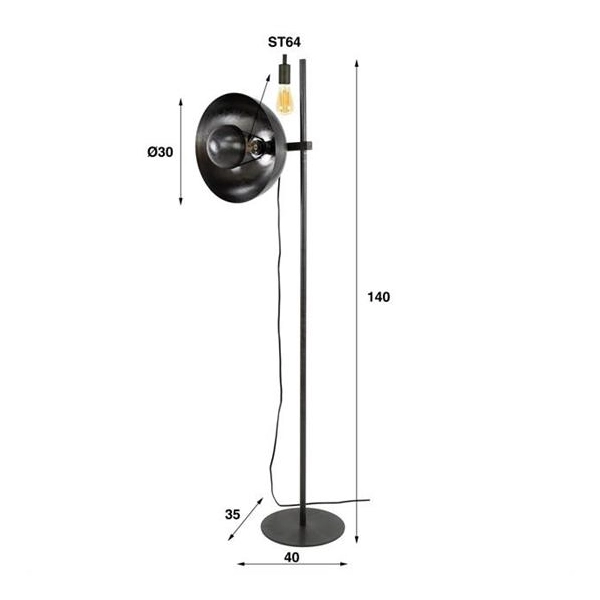 LAMPA PODŁOGOWA MAGNA METALOWA CZARNY NIKIEL-145129