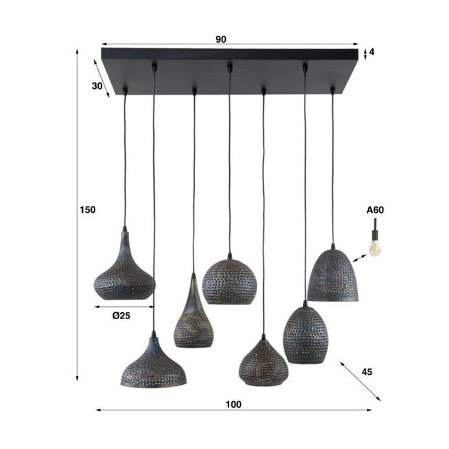 LAMPA WISZĄCA ALMAR METALOWA CZARNO-BRĄZOWA VII-145137