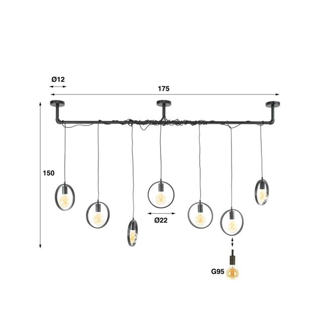 LAMPA WISZĄCA DOLUNAY METALOWA GRAFITOWA-145266