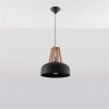 Lampa wisząca CASCO czarna/naturalne drewno-148620