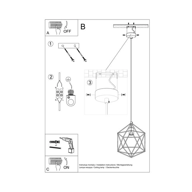 Lampa wisząca GASPARE czarna-148230