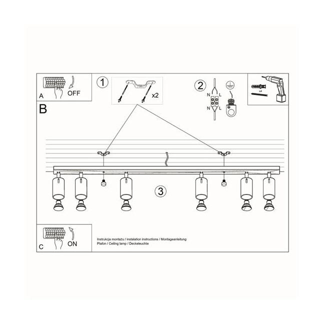 Plafon RING 6L czarny-148414