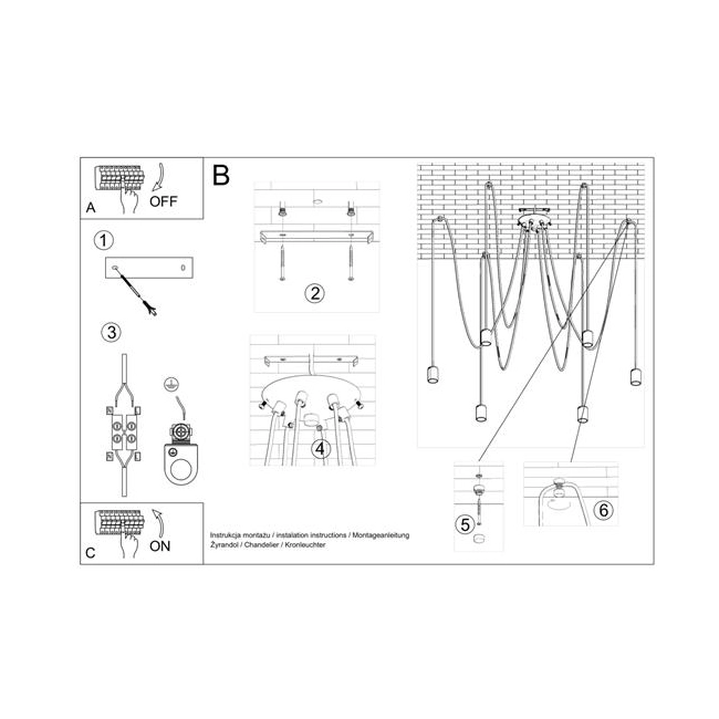 Żyrandol EDISON 5 czarny-148505