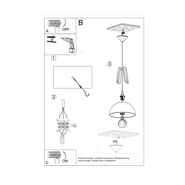 Lampa wisząca CASCO biała/naturalne drewno-148607