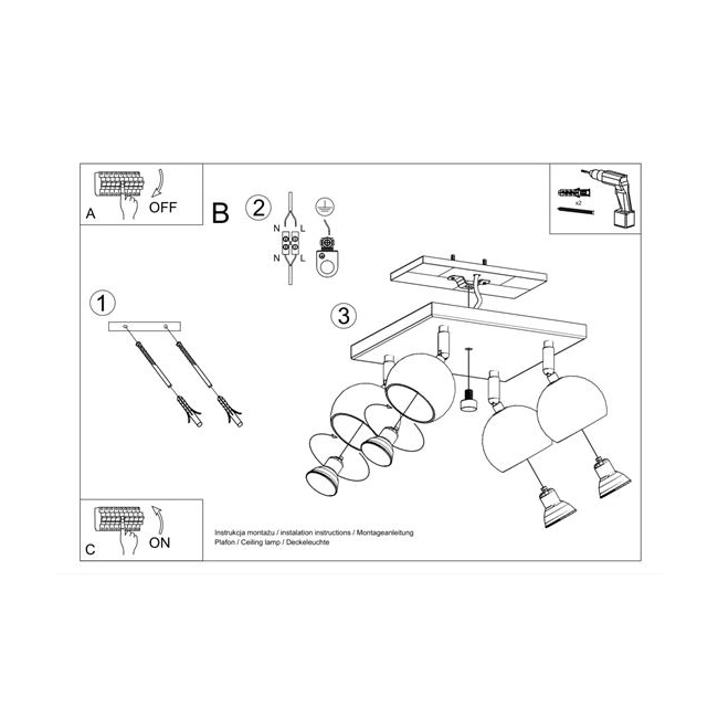 Plafon OCULARE 4 czarny-148863