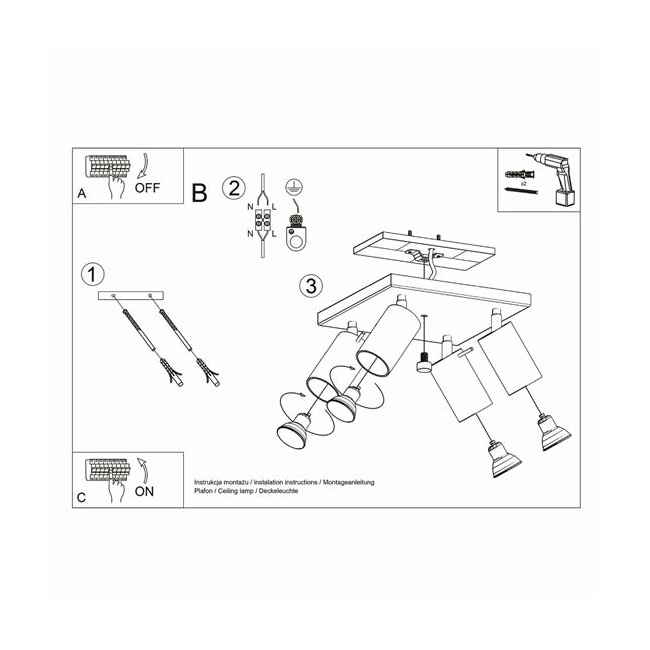 Plafon RING 4 szary-148911