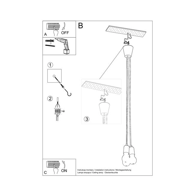 Lampa wisząca DIEGO 3 biała-149364