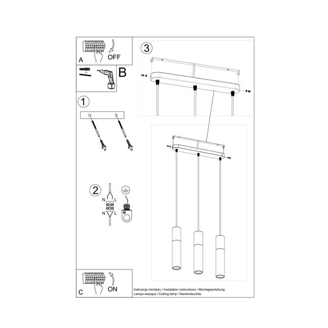 Lampa wisząca PABLO 3L biała-149556