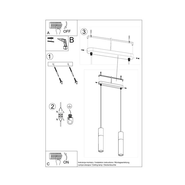 Lampa wisząca BORGIO 2 biały-149703