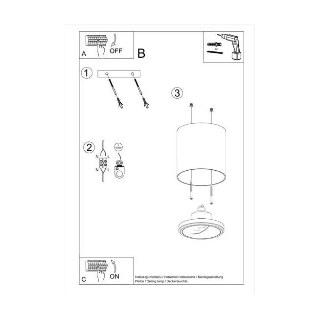 Plafon TIUBE szary-150036