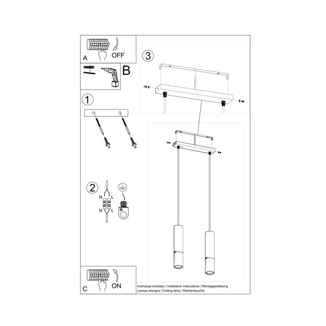 Lampa wisząca LOOPEZ 2 czarny/chrom-151624