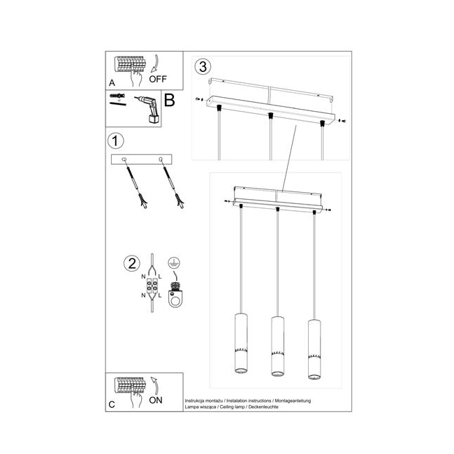 Lampa wisząca LOOPEZ 3L czarny/złoty-151728