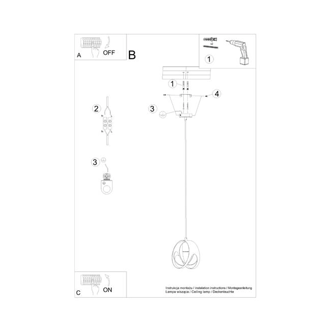 Lampa wisząca TULOS 1 biała-152761