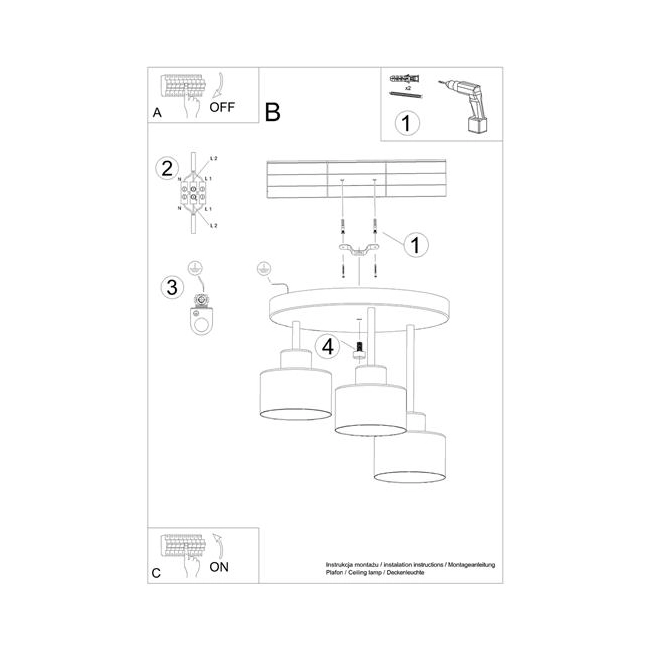 Plafon SAVAR 3 czarny-153175