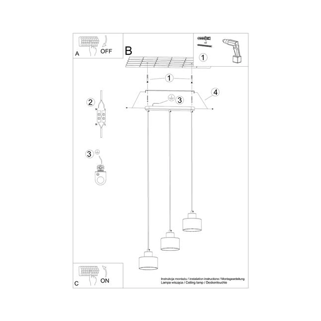 Lampa wisząca SAVAR 3 czarna-153193