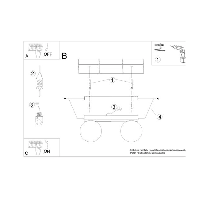 Plafon YOLI 2 czarny-153355