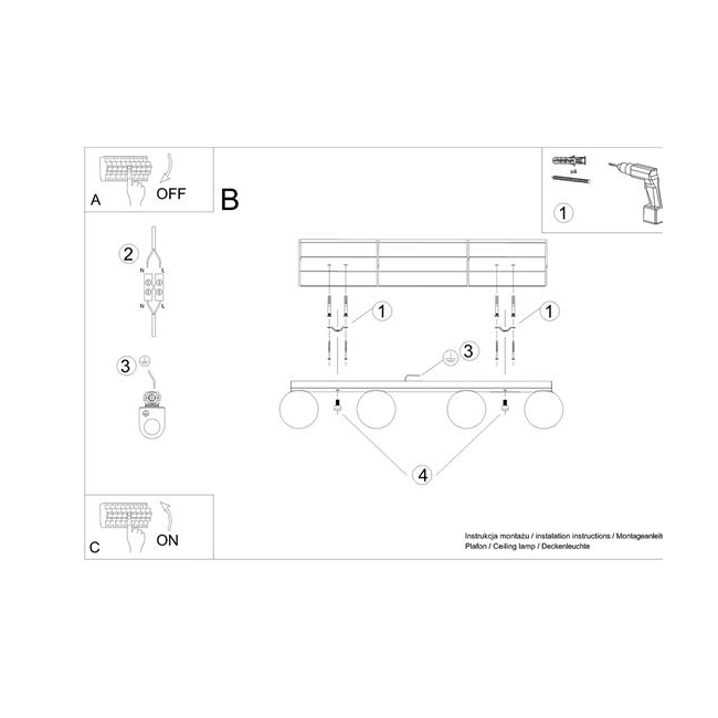 Plafon YOLI 4 czarny-153371