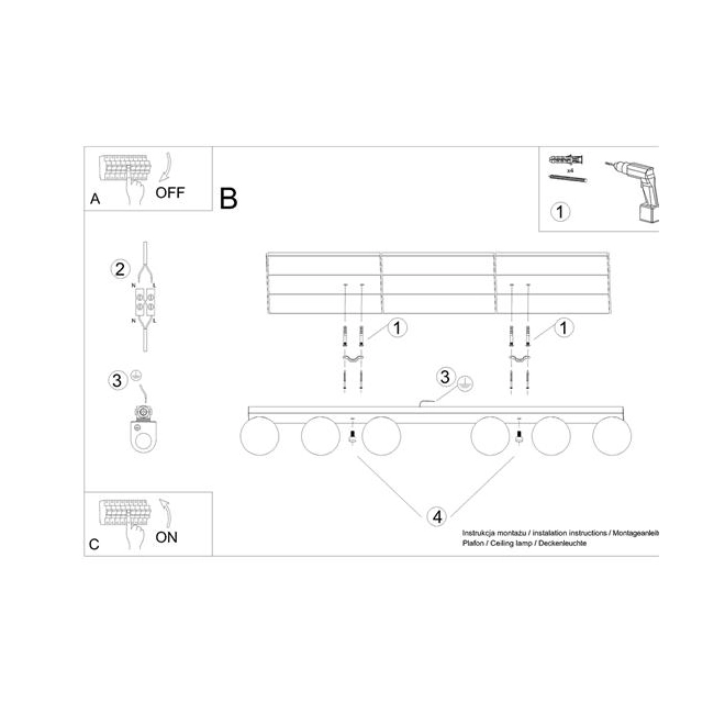 Plafon YOLI 6 czarny-153379