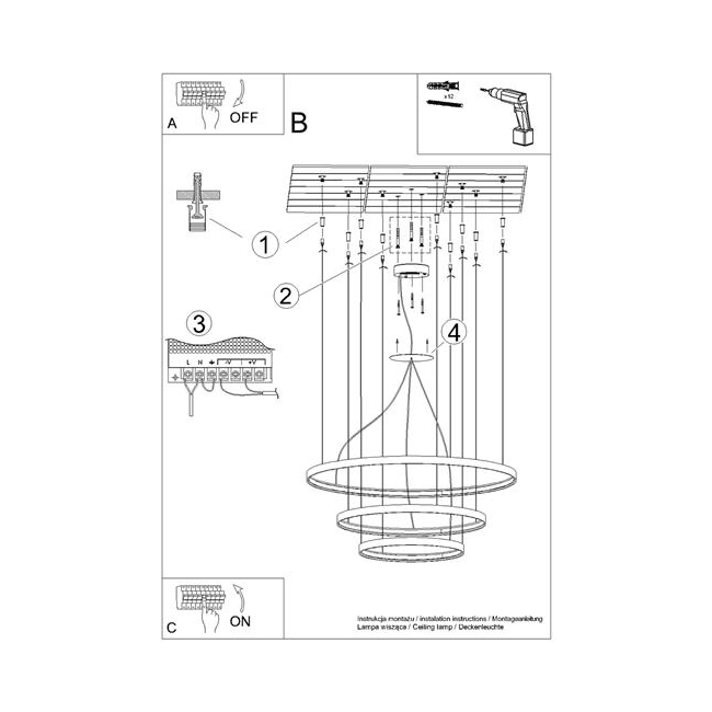 Żyrandol RIO 3 55/78/110 złoty LED 4000K-156543