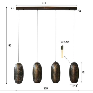 LAMPA WISZĄCA SANEM II METALOWA ANTYCZNY BRĄZ-157179