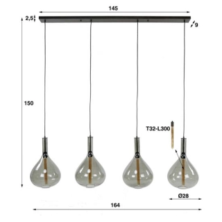 LAMPA WISZĄCA DROPPE SZKLANA CHROM-157773