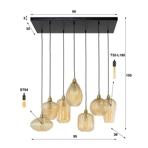 LAMPA WISZĄCA RIGIDO SZKŁO BURSZTYNOWE-157329