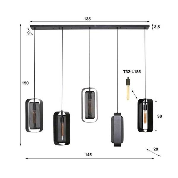 LAMPA WISZĄCA OGGI CZARNA II-157547