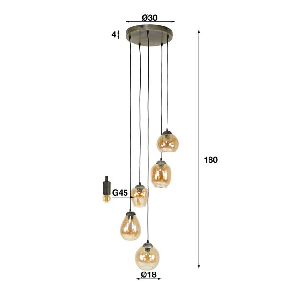 LAMPA WISZĄCA RENNE SZKŁO BURSZTYNOWE II-157584