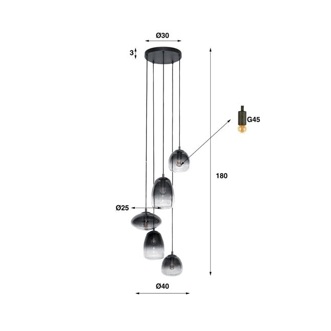 LAMPA WISZĄCA CLAUS 180 CM SZKŁO DYMIONE-157504