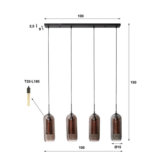 LAMPA WISZĄCA OMERO CZARNA II-157525