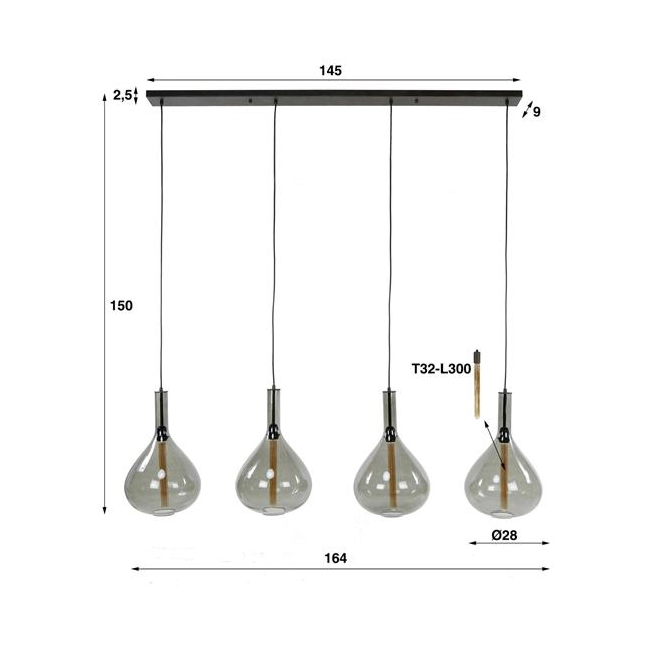 LAMPA WISZĄCA DROPPE SZKLANA CHROM-157773