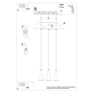 Lampa wisząca REA 3L beton-158367